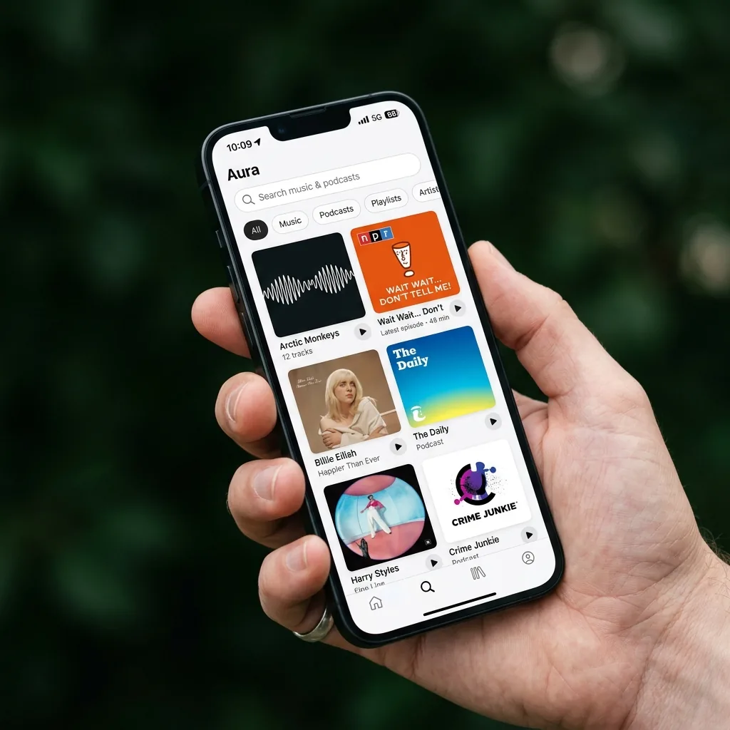Podcast streaming dashboard app mockup